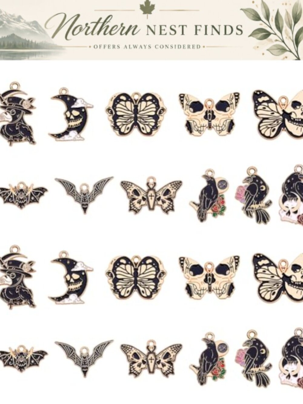 Gothic Theme Alloy Enamel Charms for DIY Jewelry Making Necklaces Bracelets